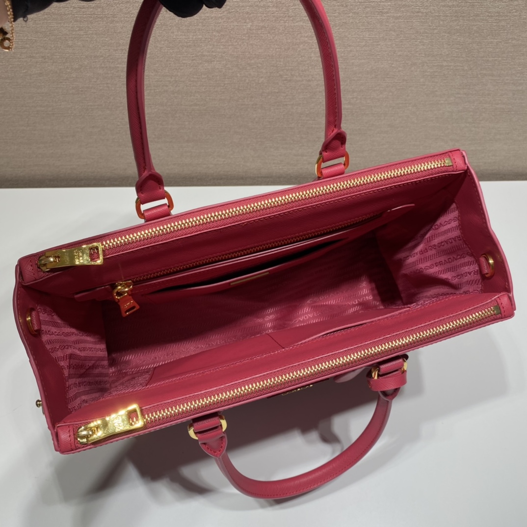 Prada Large Galleria Saffiano Leather Bag Tote Shoulder Bag Rose Red 1BA274